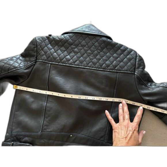 Marc New York Women Jacket Genuine Leather Quilted Small Black Moto Bikercore - Picture 8 of 16